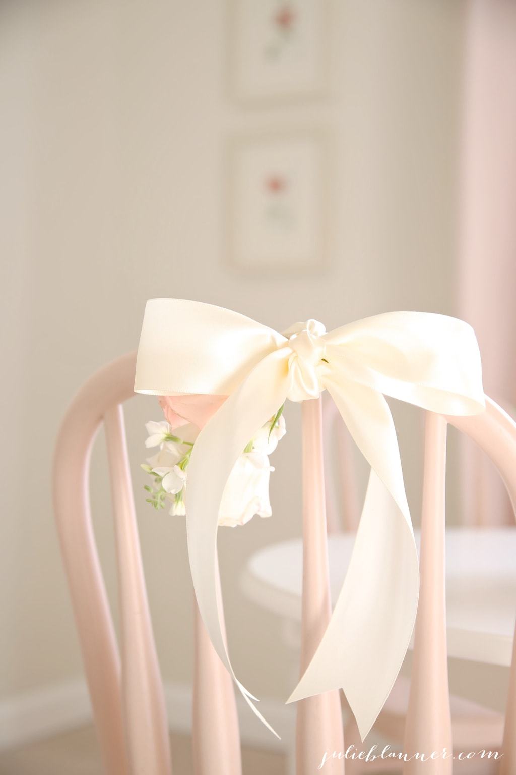 Make a birthday special with a simple swag of flowers on the birthday girl's chair