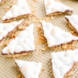 smores toffee on baking sheet