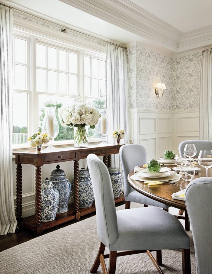Beautiful dining room designed by Alexa Hampton in Architectural Digest