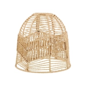 A rattan lamp shade with a wooden base, perfect for a basket pendant light.