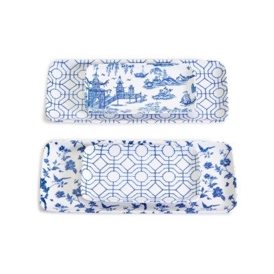 blue and white chinoiserie trays