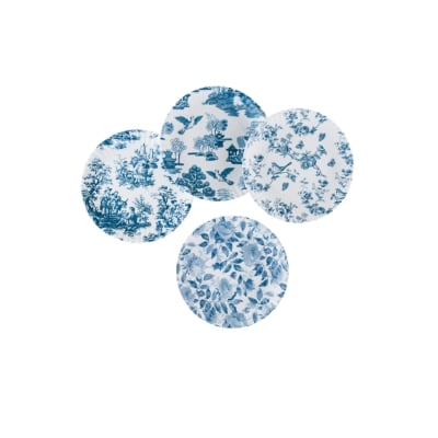 blue and white melamine plates