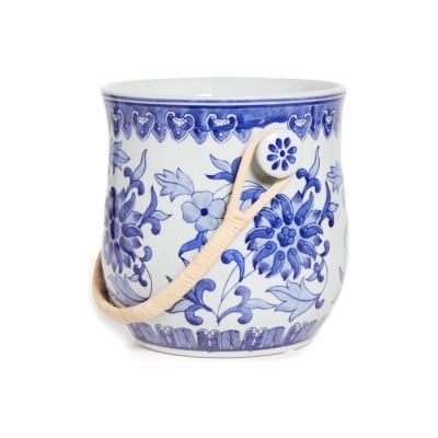 A blue and white chinoiserie ice bucket