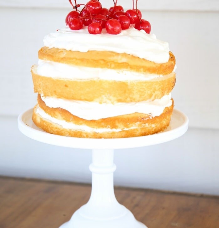 Easy Cherries and Cream Naked Cake recipe