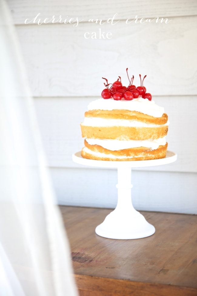 Naked Cherries and Cream Cake