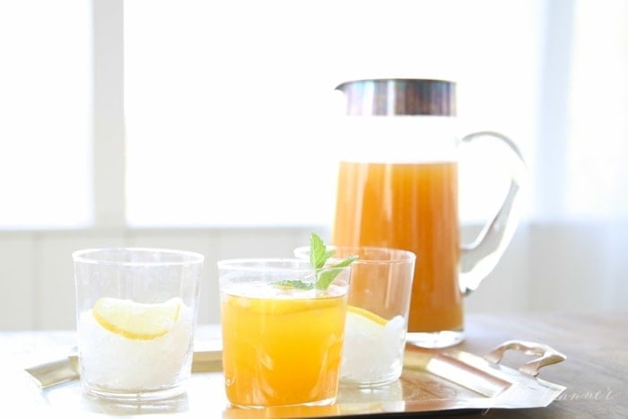 Easy peach sweet tea recipe that is great for summer sipping or the Kentucky Derby