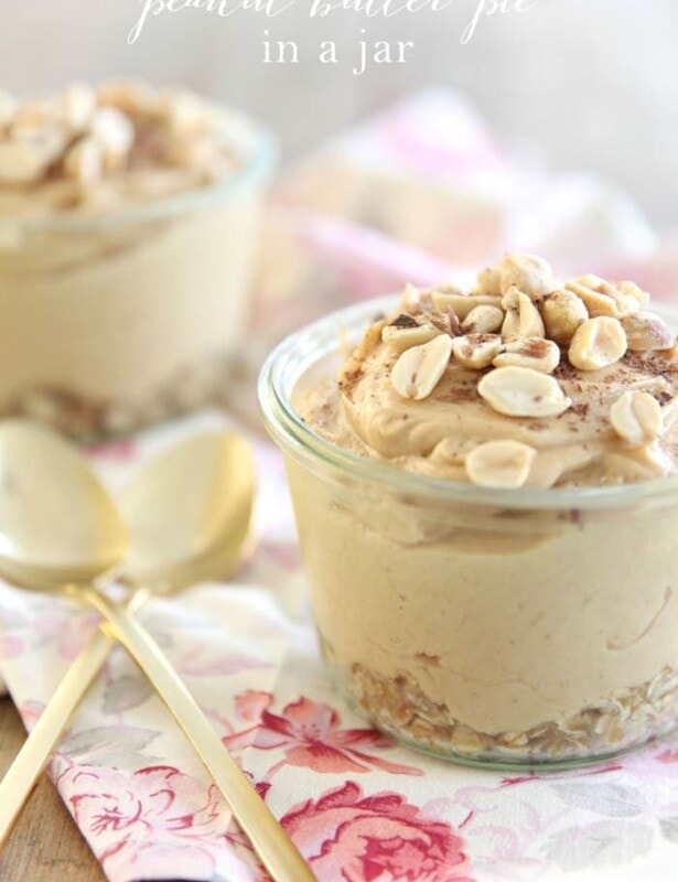 Peanut Butter Pie in a Jar with an oatmeal crust - gluten free dessert recipe