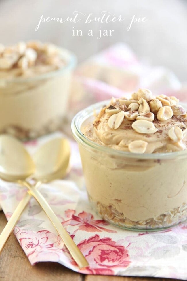 Peanut Butter Pie in a Jar with Oatmeal Crust