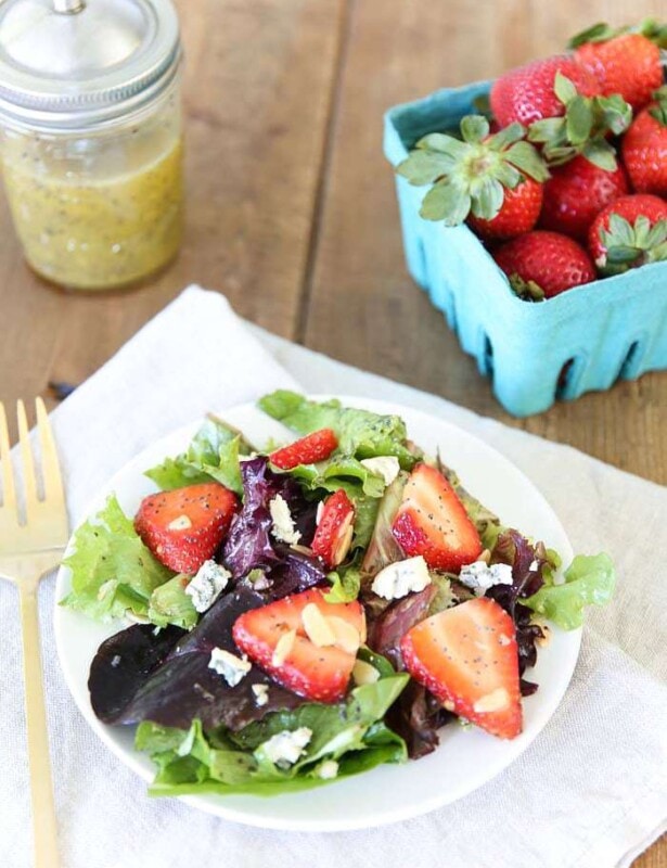 Strawberry salad with poppyseed vinaigrette