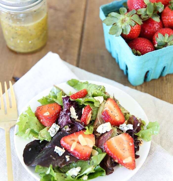 Strawberry salad with poppyseed vinaigrette