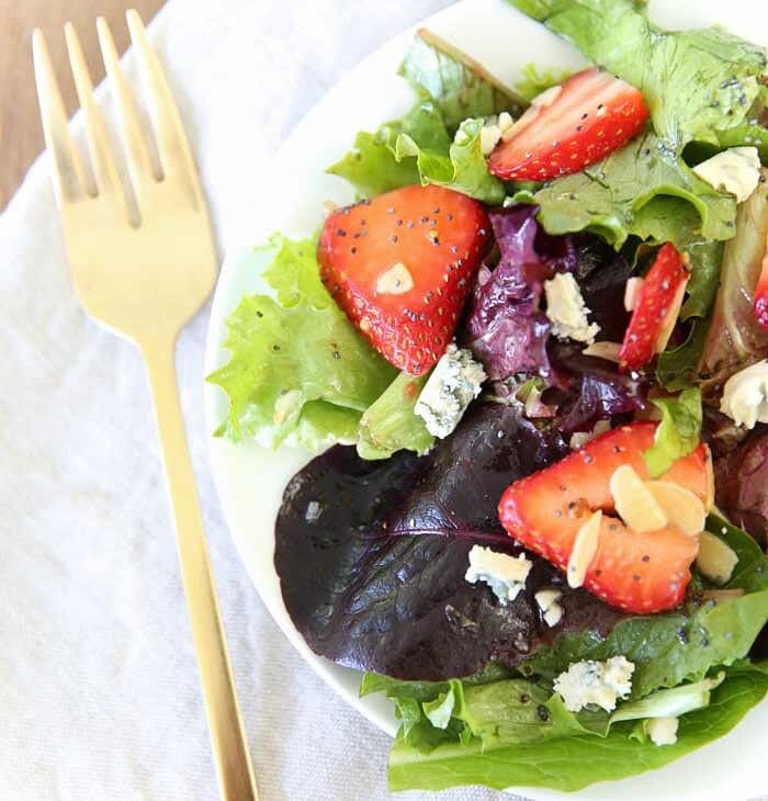 Strawberry salad with poppyseed vinaigrette