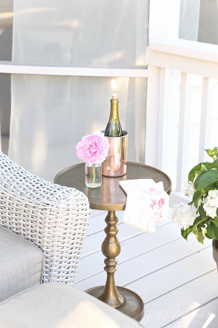 DIY Wine Bottle Tiki Torch | Add ambience while deterring bugs this summer with a tiki torch made from a wine bottle in less than 10 minutes!