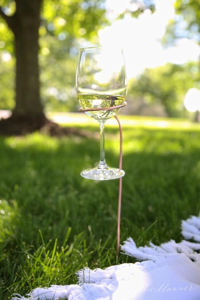 DIY Wine Stakes Glass Holder