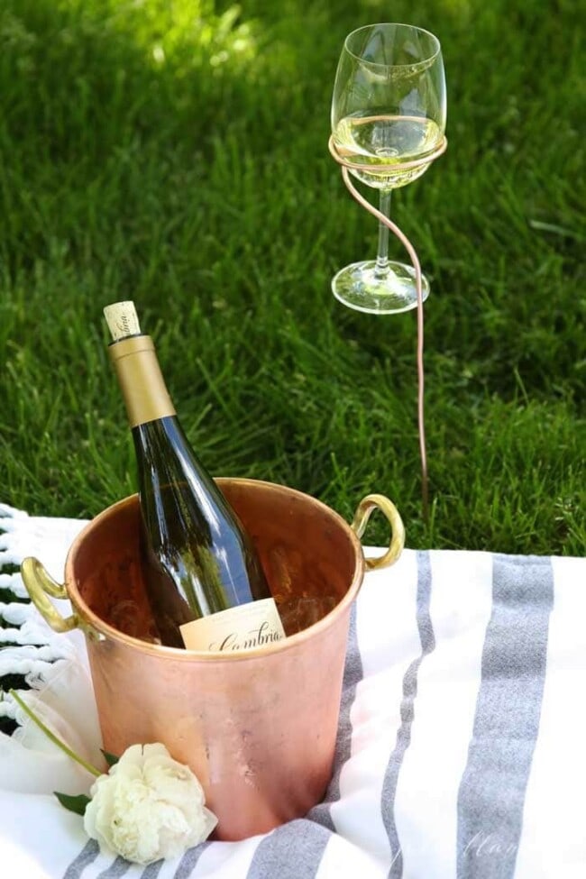 DIY Wine Stakes Glass Holder