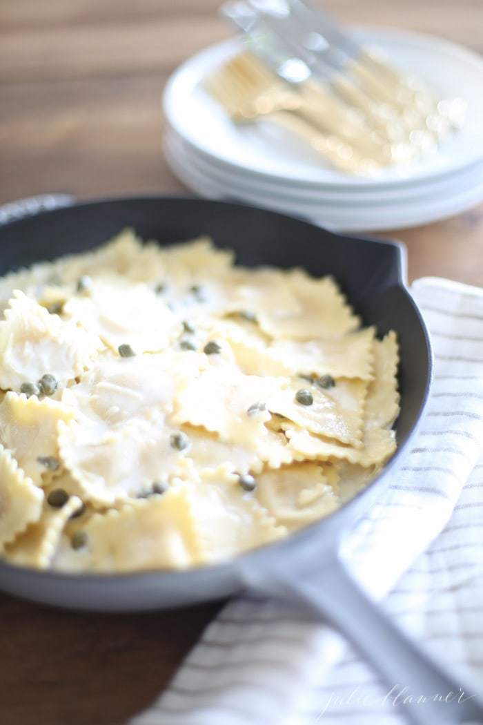 White Wine Lemon Caper Cream Sauce Summer Ravioli