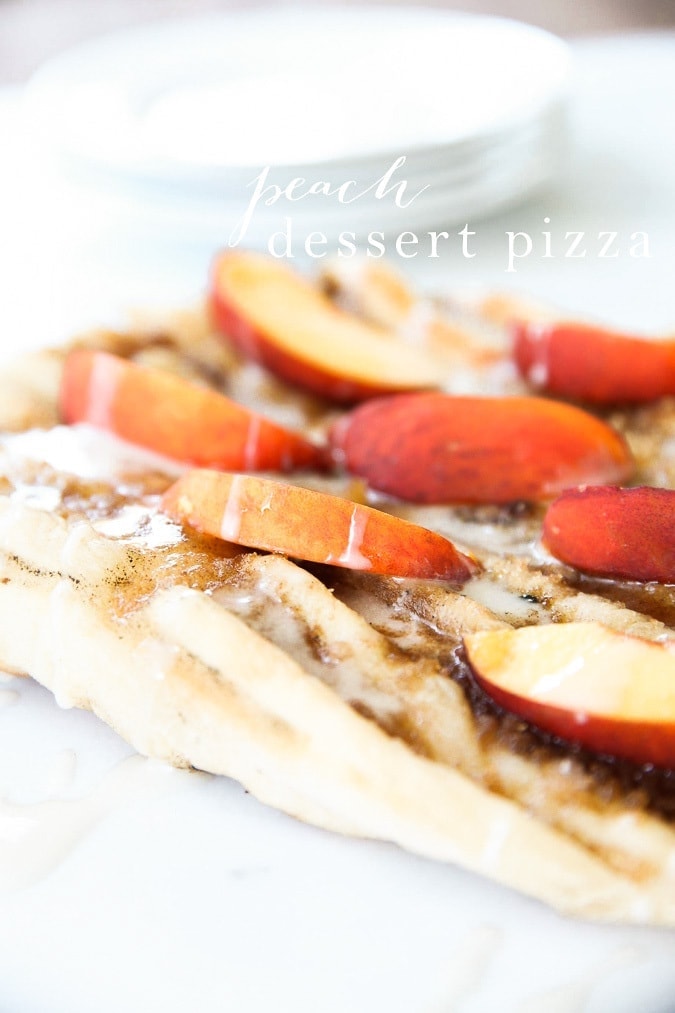 Incredible Peach Dessert Pizza on the grill or in the oven