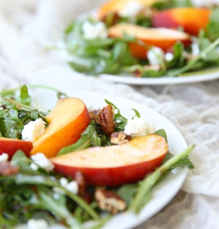 Summer Peach Salad with Honey Dijon Vinaigrette