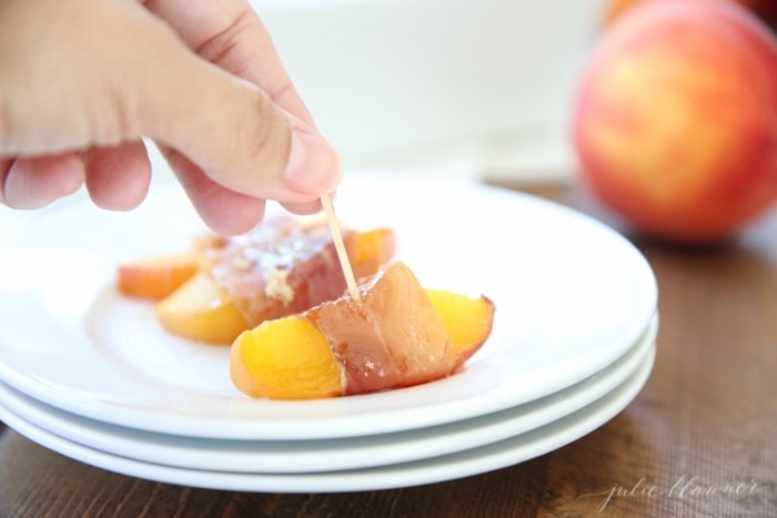 Peach, prosciutto and brown sugar appetizer