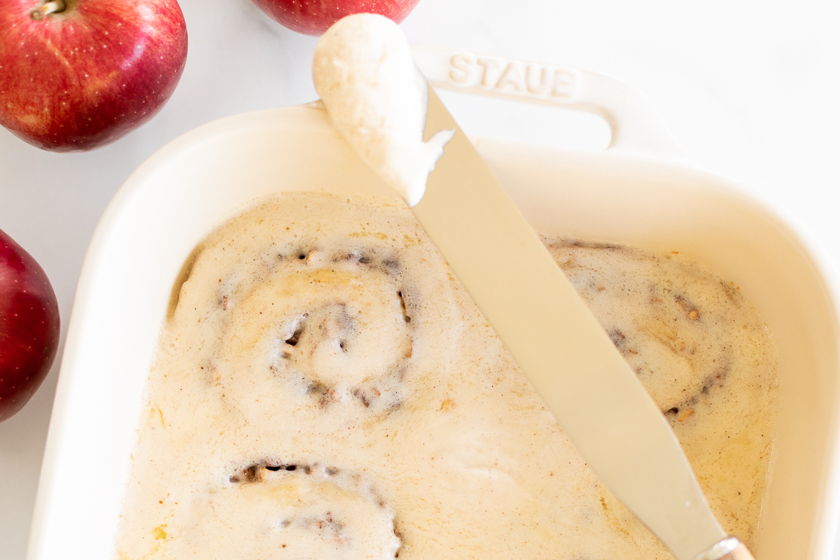 Delicious apple cinnamon rolls baked with fresh apples.