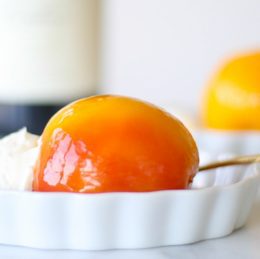 Poached peaches with mascarpone cream recipe