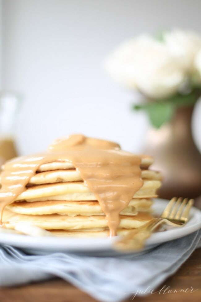 Classic Pancake Recipe with Peanut Butter Syrup Julie Blanner