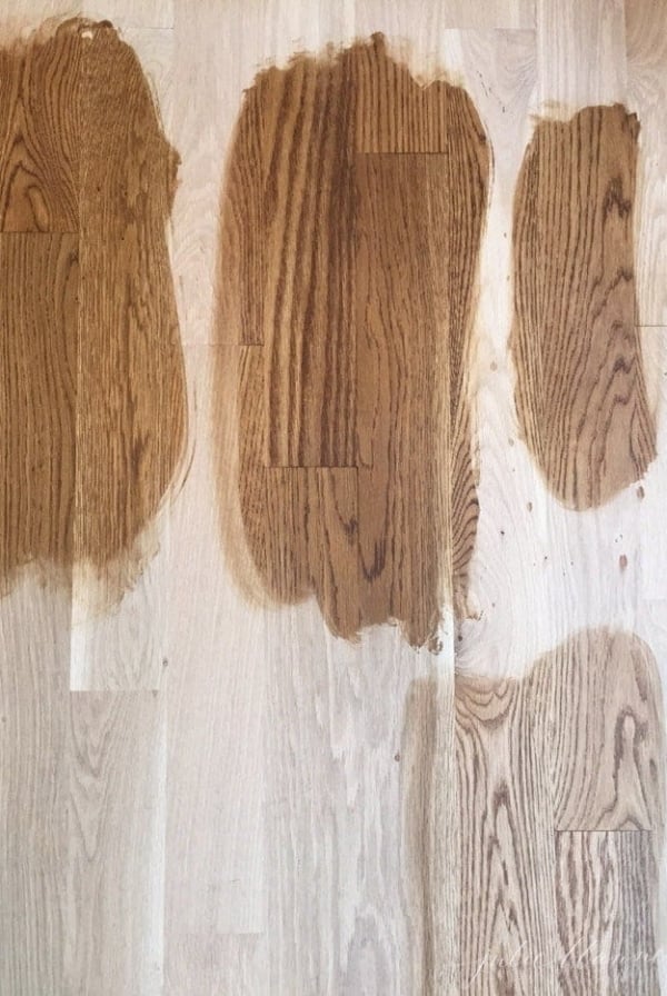 Choosing wood floor stain color on white oak | golden brown and special walnut