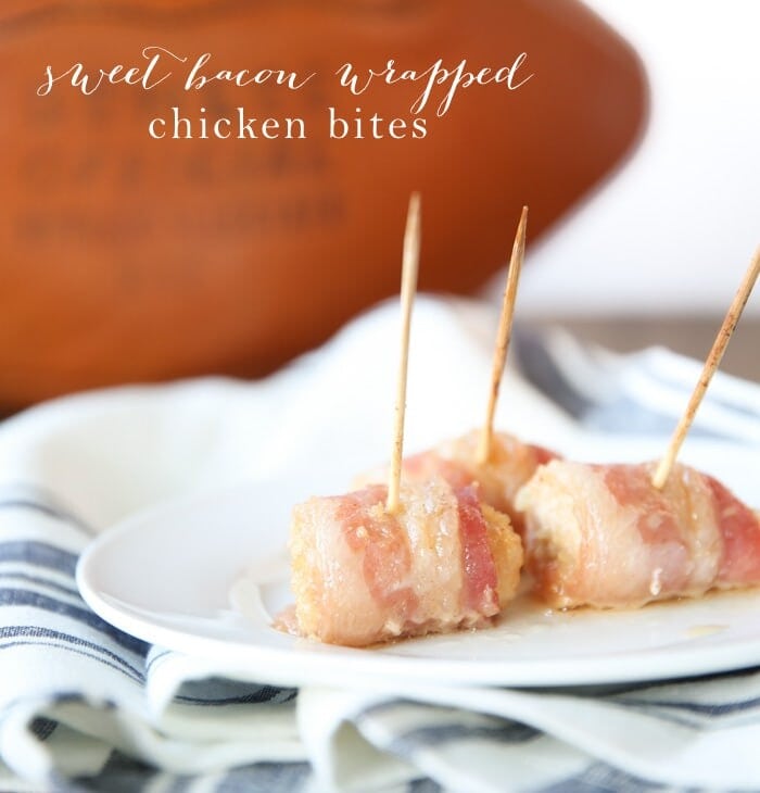 Sweet and Spicy Bacon Wrapped Chicken Wraps - the perfect party appetizer and they're so easy to make!