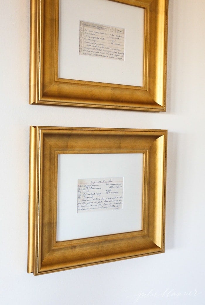 frame recipes for instant kitchen art or a beautiful Christmas gift for family