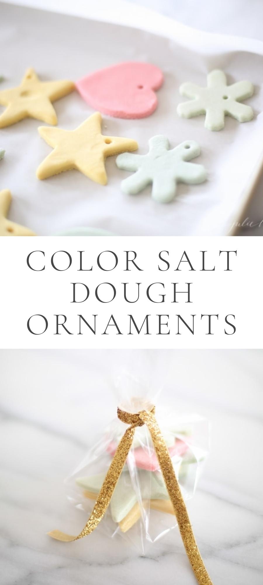 Color Salt Dough Recipe on table and in clear bag with gold ribbon