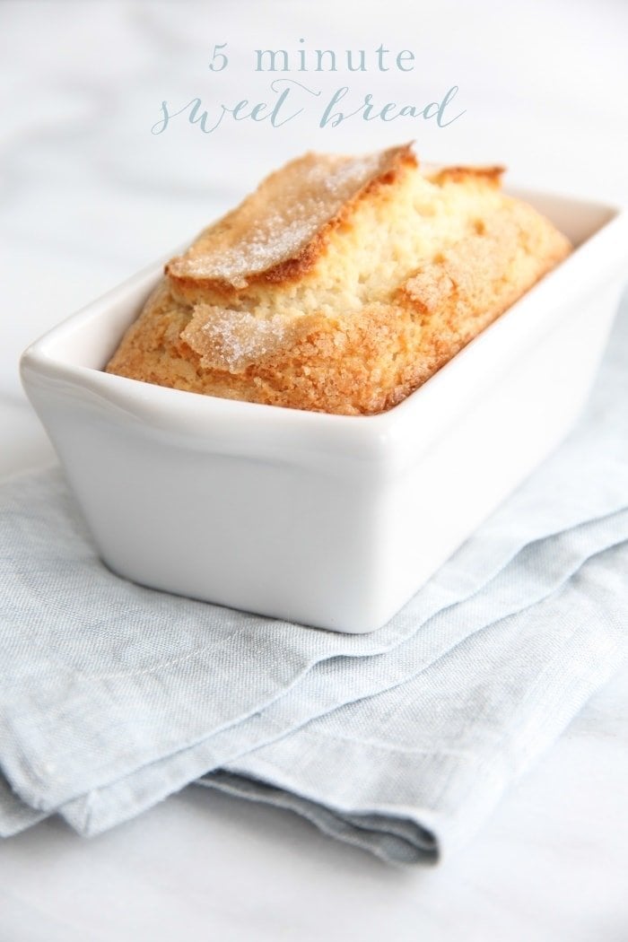 sweet bread in white loaf pan