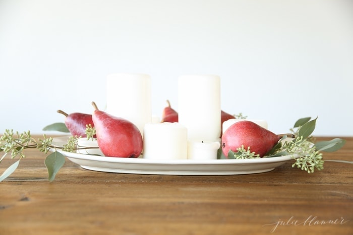 easy thanksgiving centerpiece with pears 