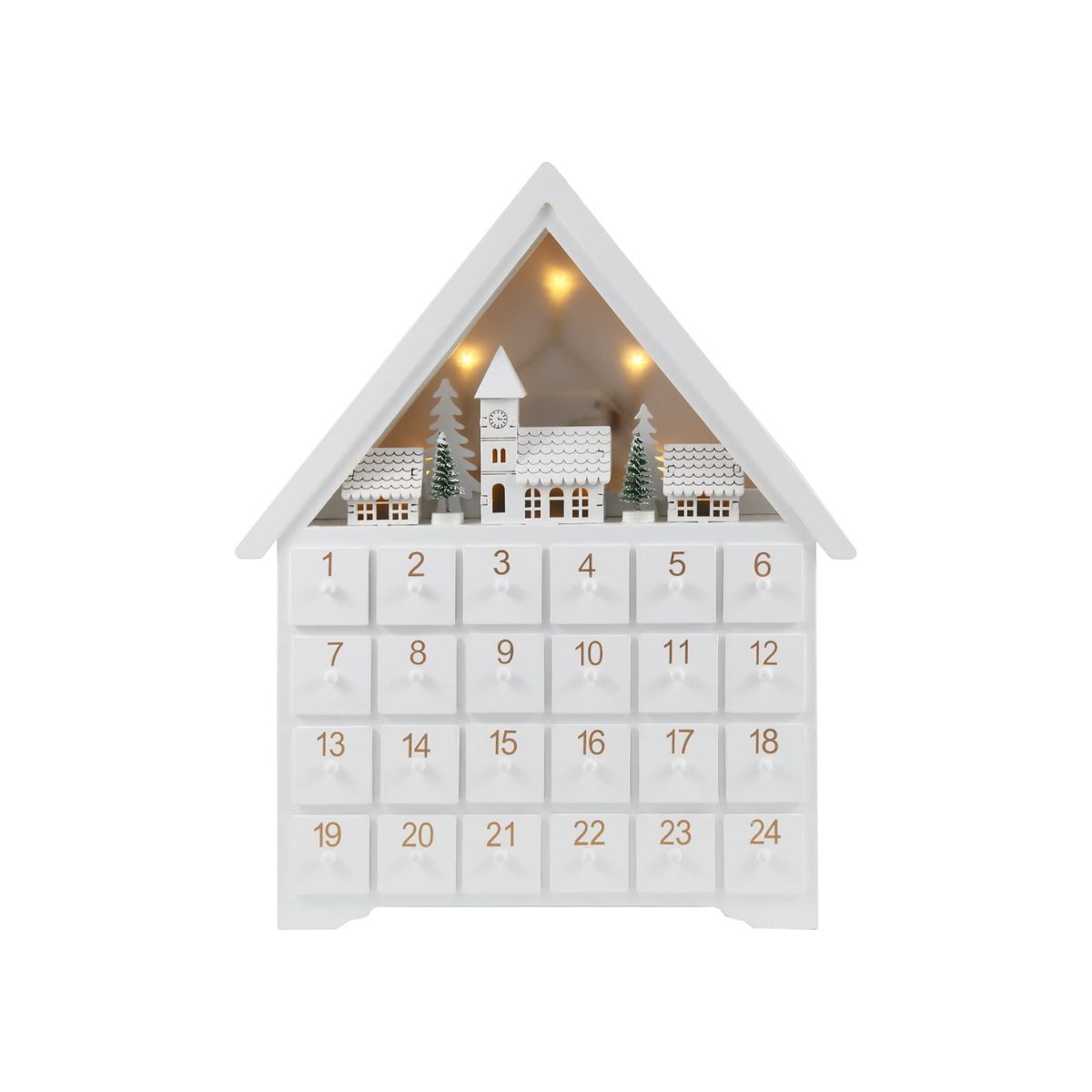 White wooden advent calendar Christmas decoration