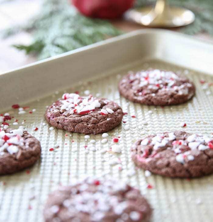 Chewy Chocolate Peppermint Cookies | Christmas Cookie Recipes on julieblanner.com