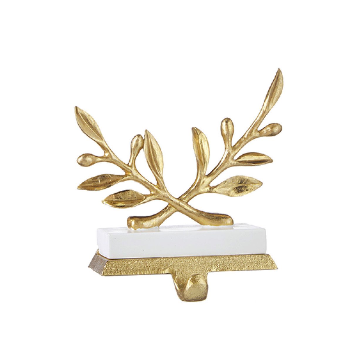 Brass and marble mistletoe stocking holder