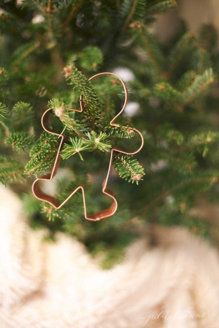 Copper cookie cutters are a safe and beautiful way to decorate Christmas trees for kids 