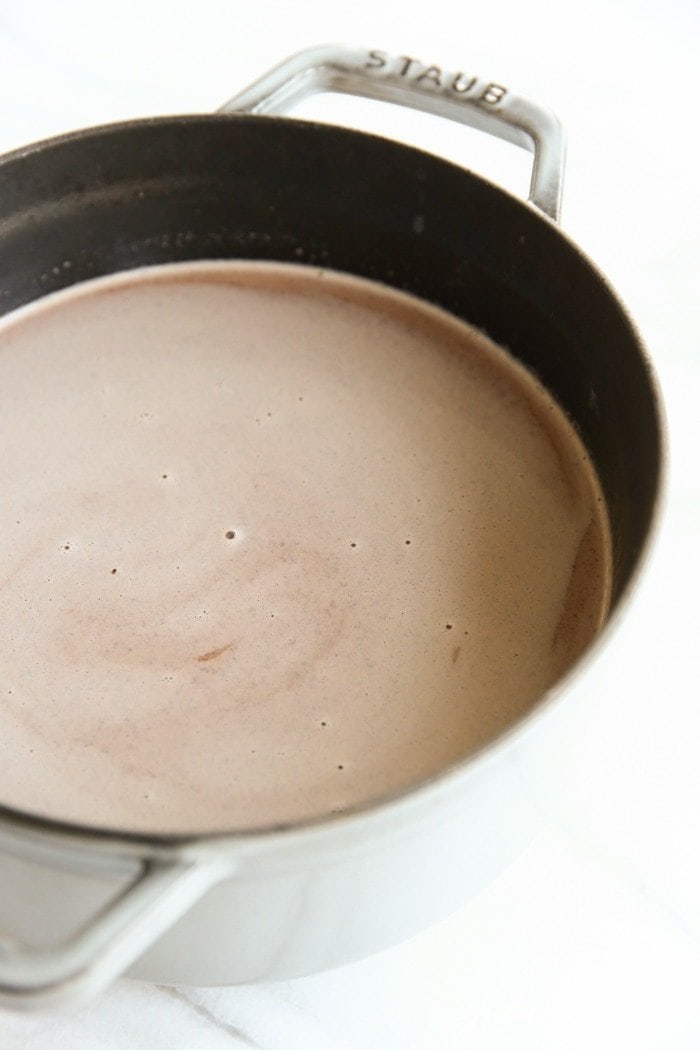 Milk added to the pot
