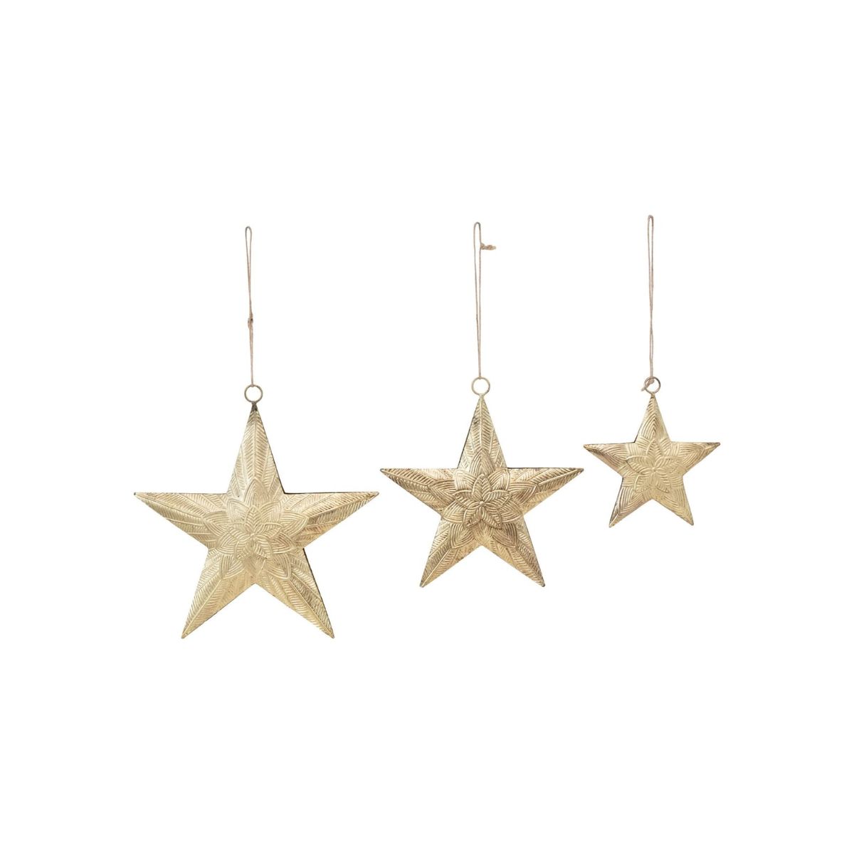 3 gold star ornaments