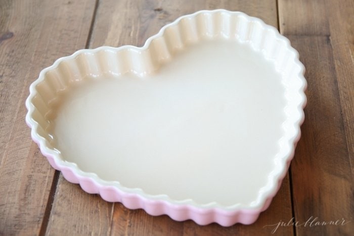 A heart shaped tart dish