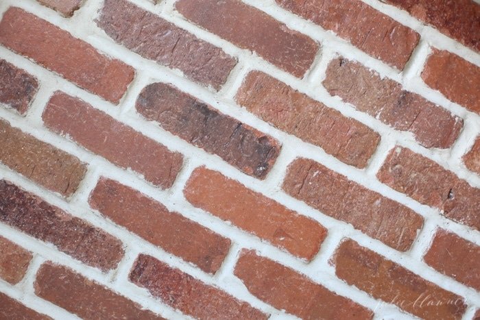 Close up shot of the brick flooring in a mudroom.