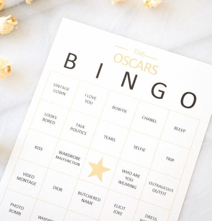 Free printable Oscars bingo cards