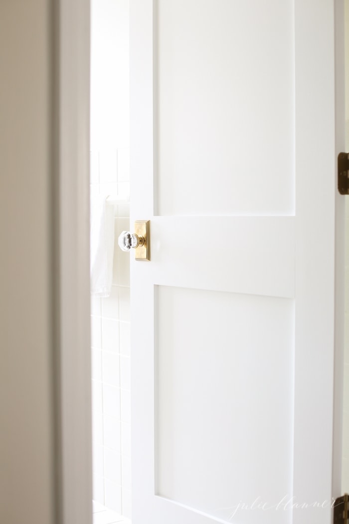 Beautiful ways to update/decorate your hall | crystal door knobs and shaker doors