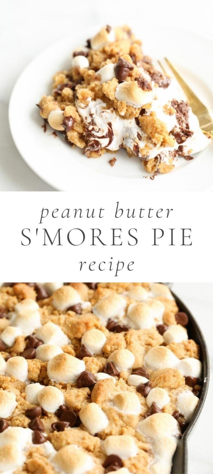 peanut butter s'mores pie in plate