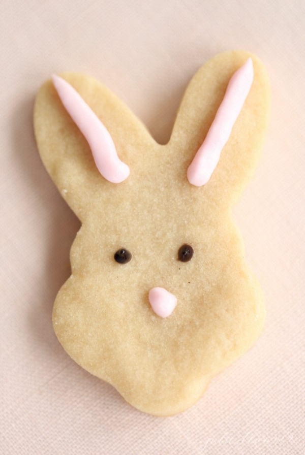 3 ingredient butter shortbread cookie recipe cutout in shape of a bunny