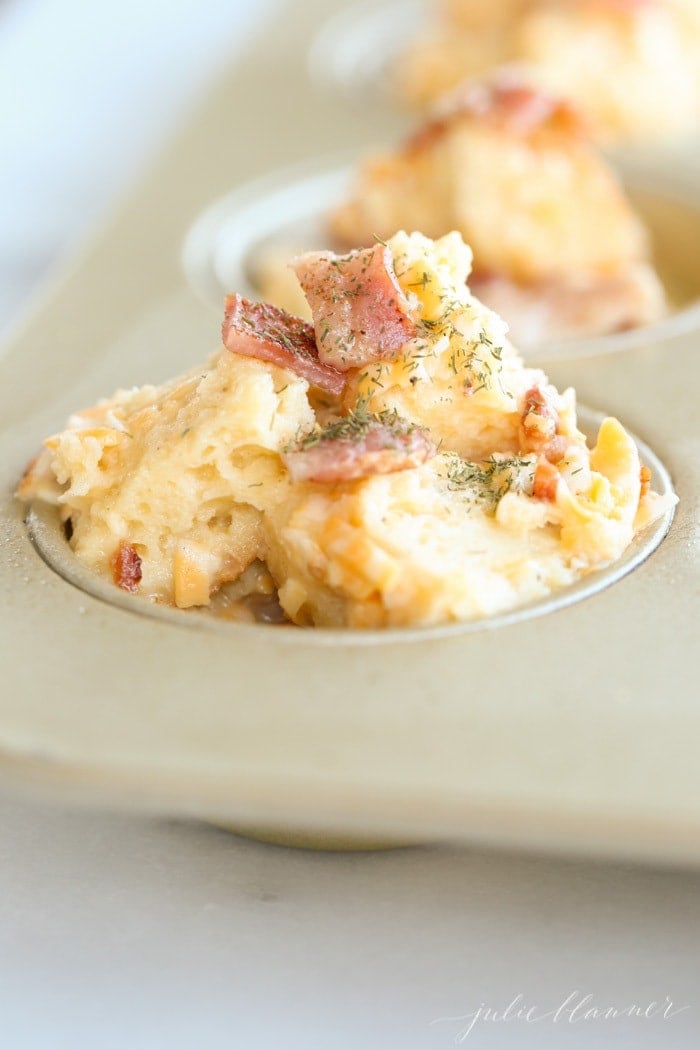 egg strata recipe in a muffin tin