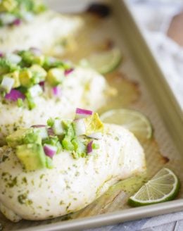 cilantro lime baked chicken with avocado salsa