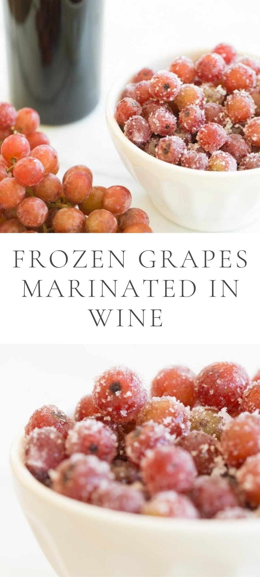 frozen grapes in white bowl net to wine and grapes