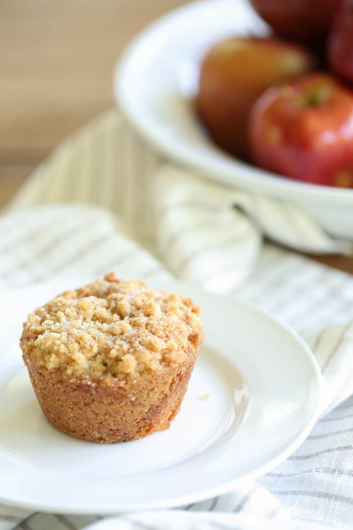 An Apple Cobbler Muffin on a white plate