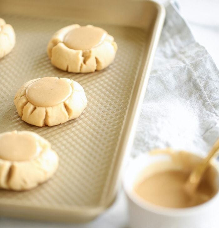Classic lofthouse style sugar cookies with salted caramel icing
