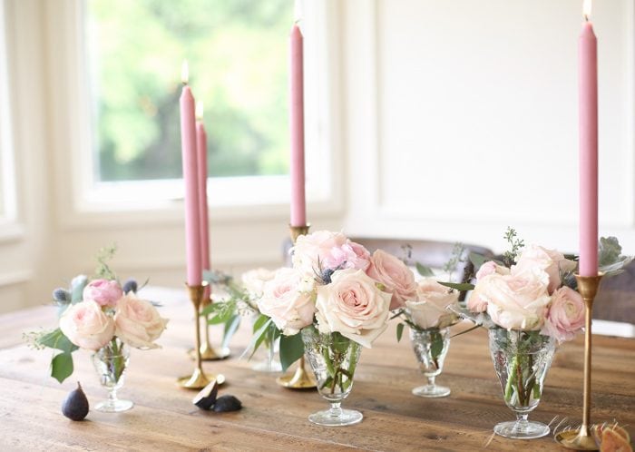lifestyle blogger Julie Blanner shares a step-by-step tutorial to learn how to make a centerpiece for a long table for any occasion