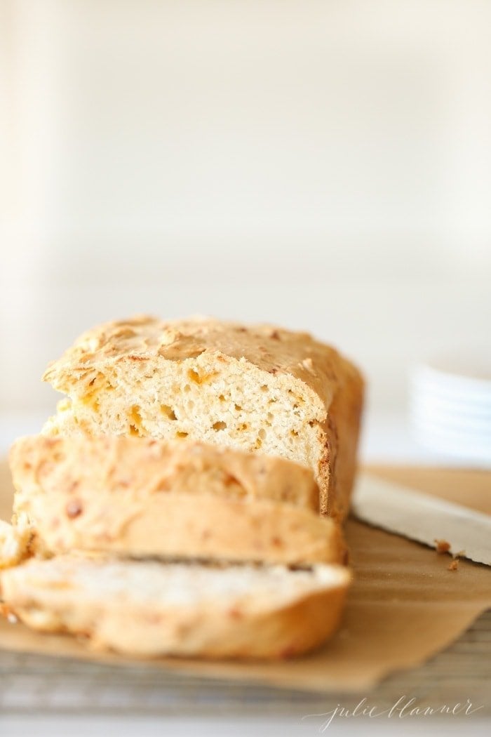 cheddar beer bread recipe on julieblanner.com